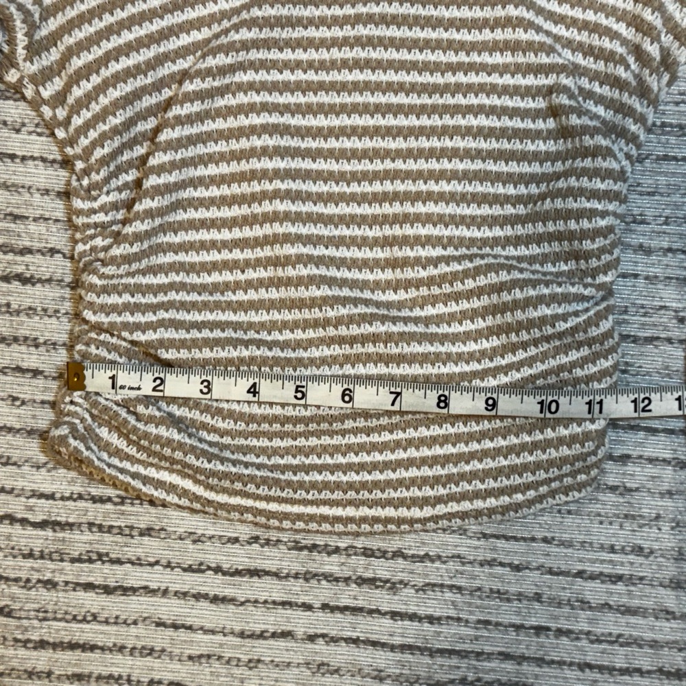 Shein Beige Ribbed Striped Long Sleeve Fitted Top Small - Picture 4 of 7